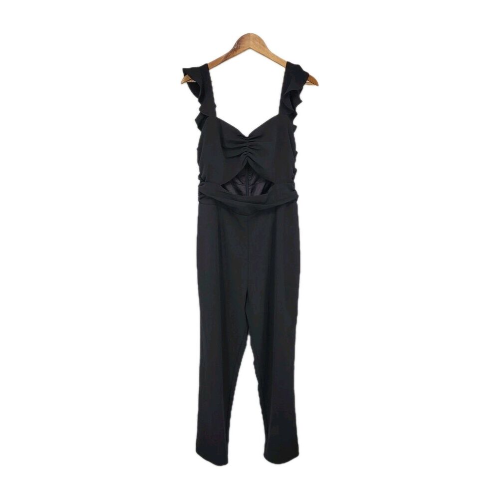 Lovers + Friends Knox Jumpsuit Black Medium Cutout Flutter Sleeveless Sexy